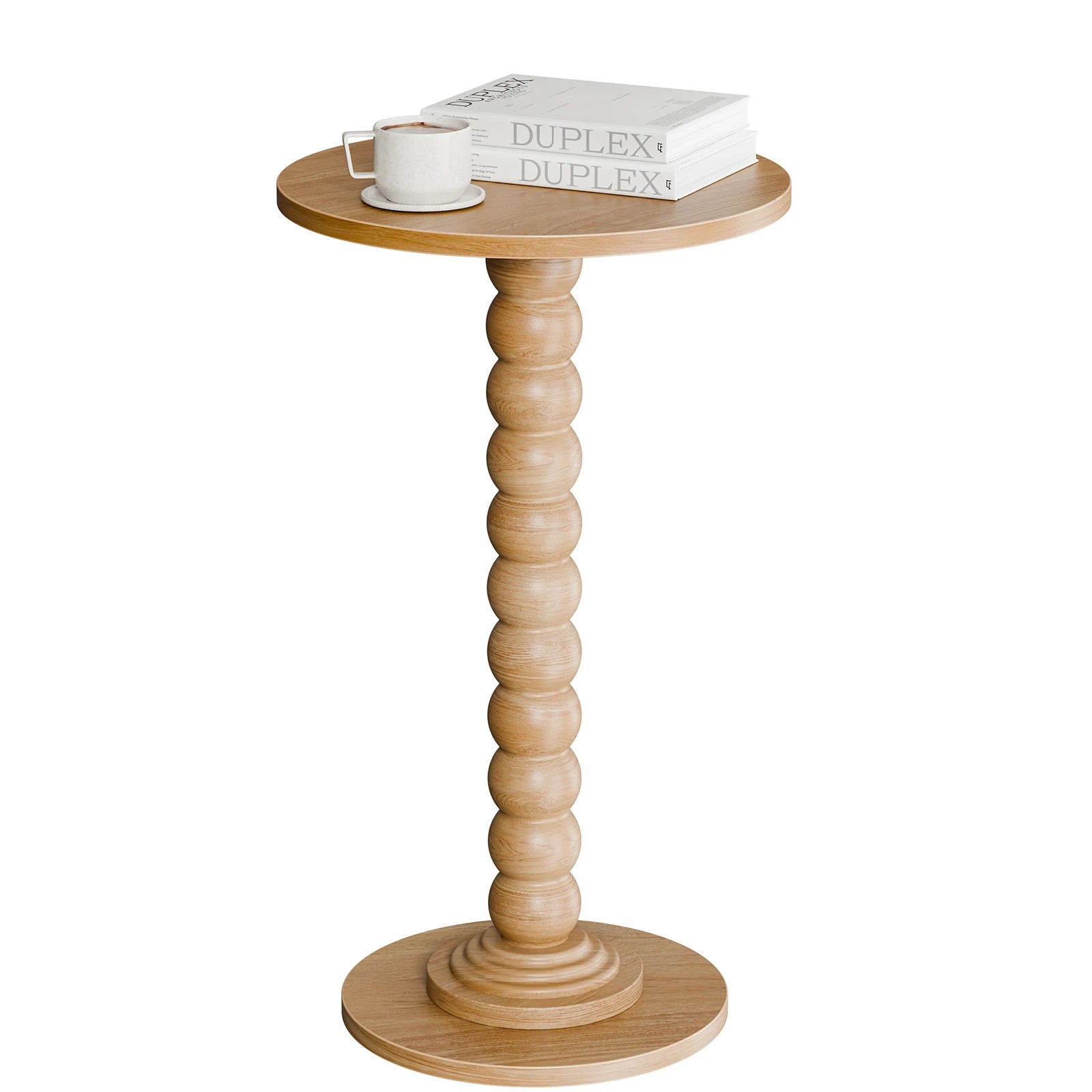 12" Round Side Table with Storage Shelf for Small Spaces