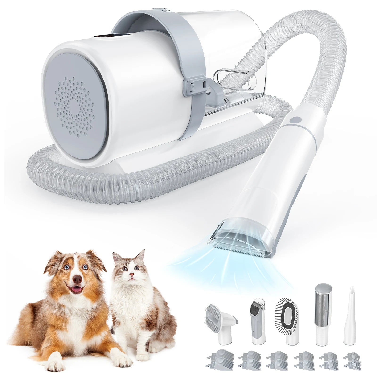 2.5L Pet Grooming Vacuum Kit with 5 Tools & Low Noise Clippers