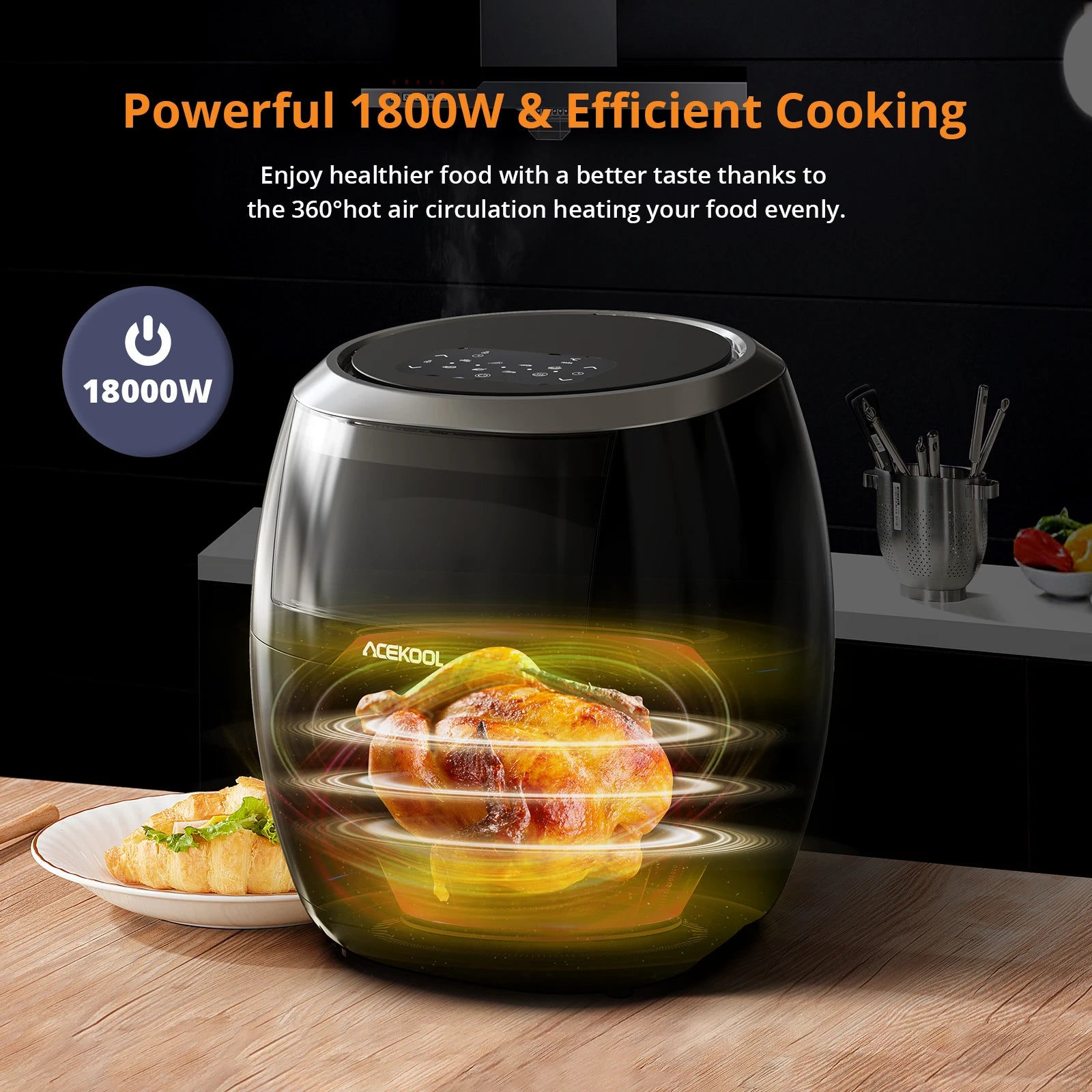 Air Fryer 8QT Oilless Cooker with Viewing Window and Digital Presets