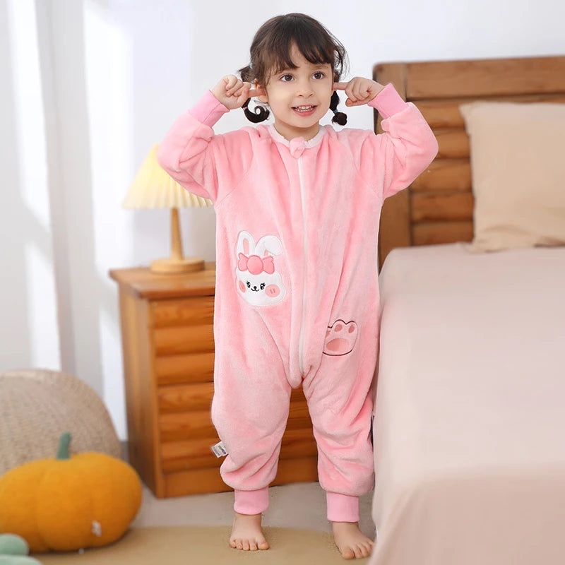 Cartoon Flannel Sleepsack Pajamas for Kids