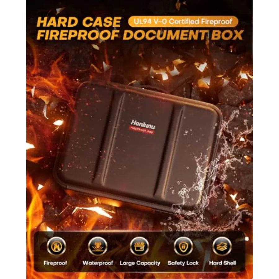 Fireproof Document Box with Lock for Home Office Storage