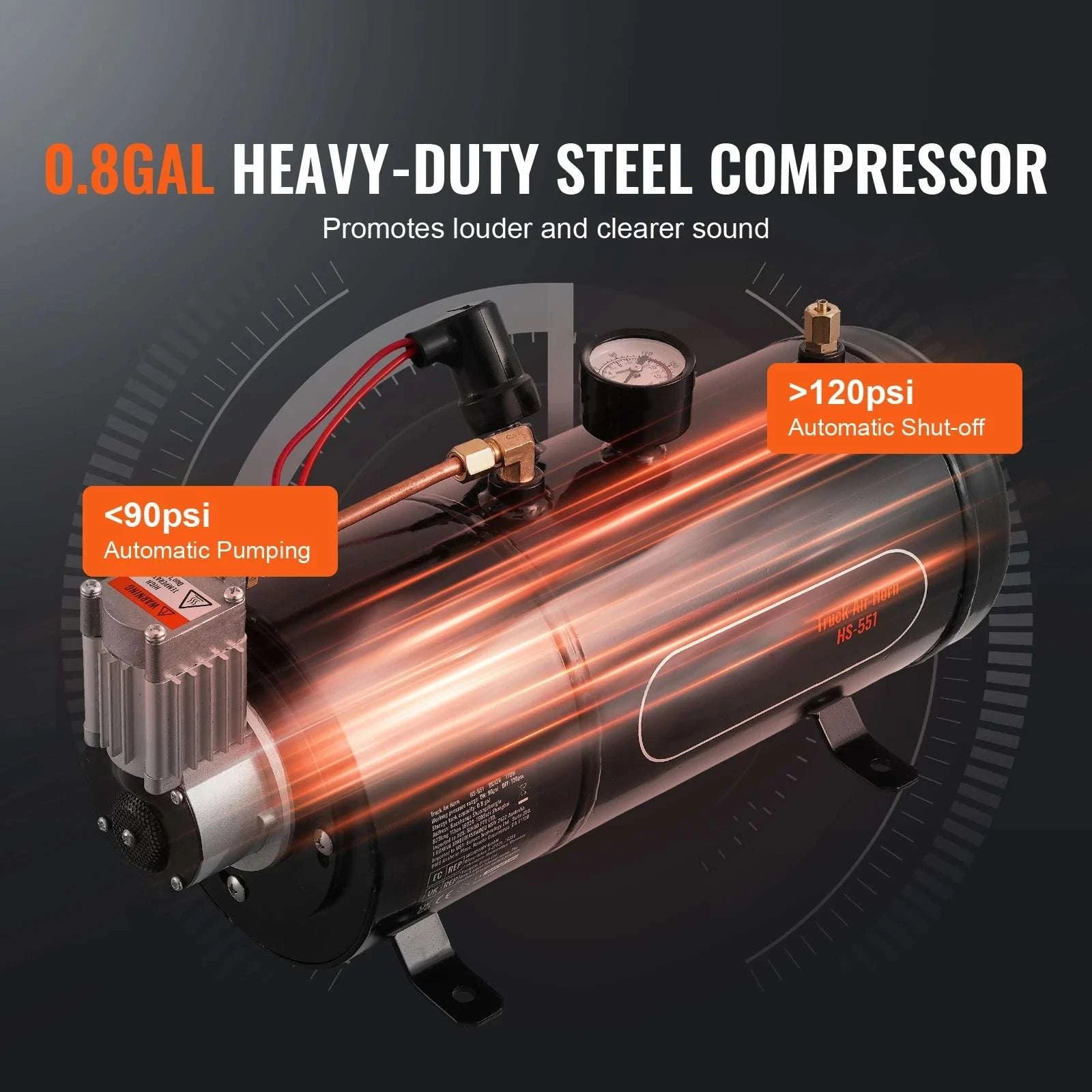 150dB 4-Tröten-Zughupe Set mit 12V Kompressorsystem
