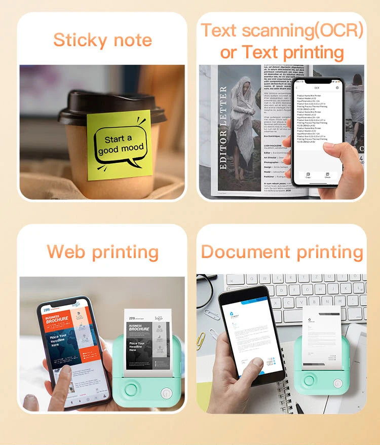 Thermal Laber Printer MINI Wirelessly BT 203dpi Photo Label Memo Wrong Question Printing With USB Cable Imprimante Portable