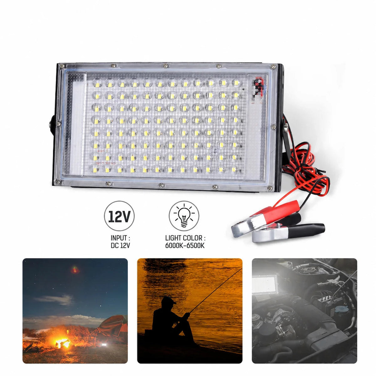 12 V DC LED-projektør med koldt hvidt lys