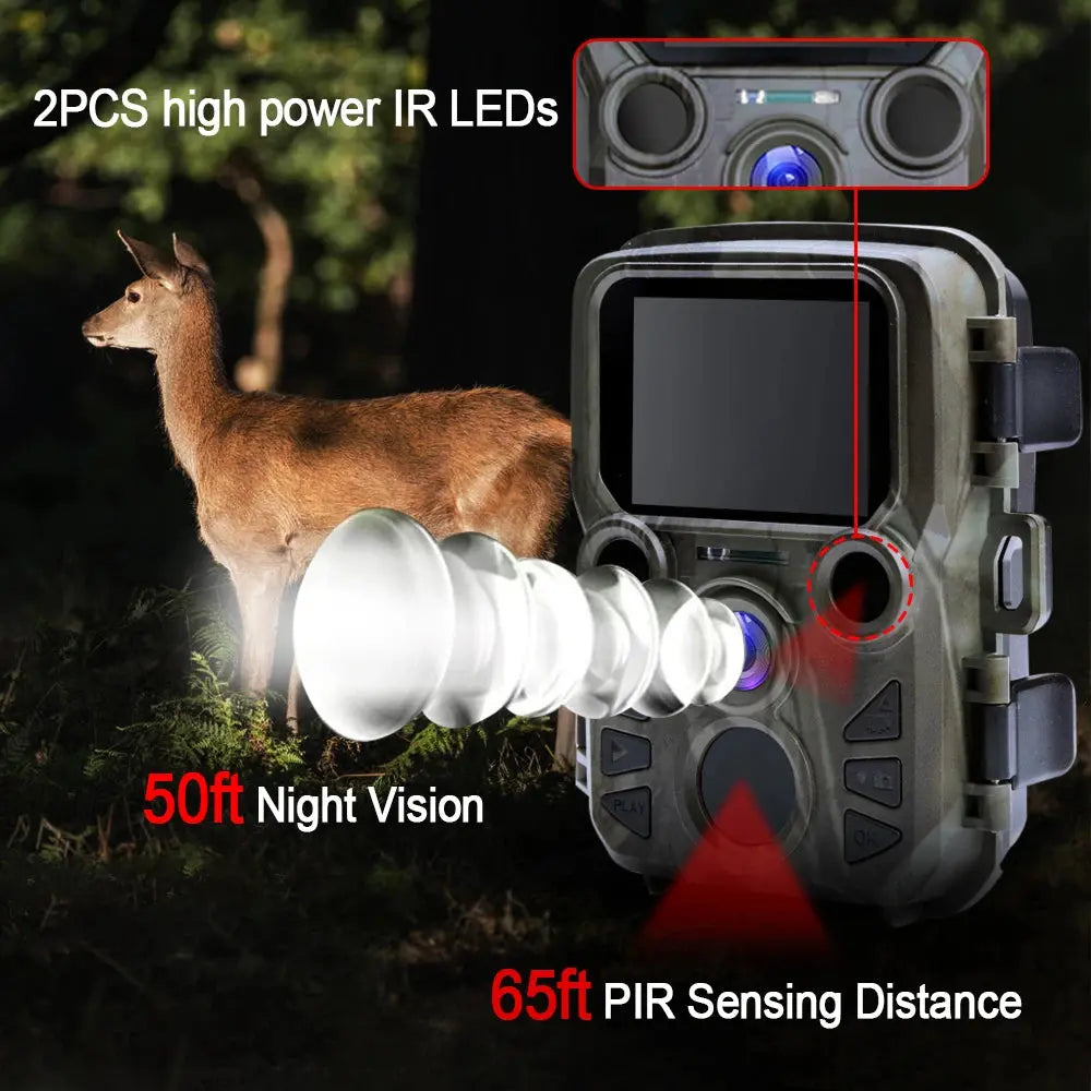 Mini Trail Game Camera Night Vision 1080P 12MP Waterproof Hunting Camera Outdoor Wild photo traps with IR LEDS Range Up To 65ft Spy-shop.com