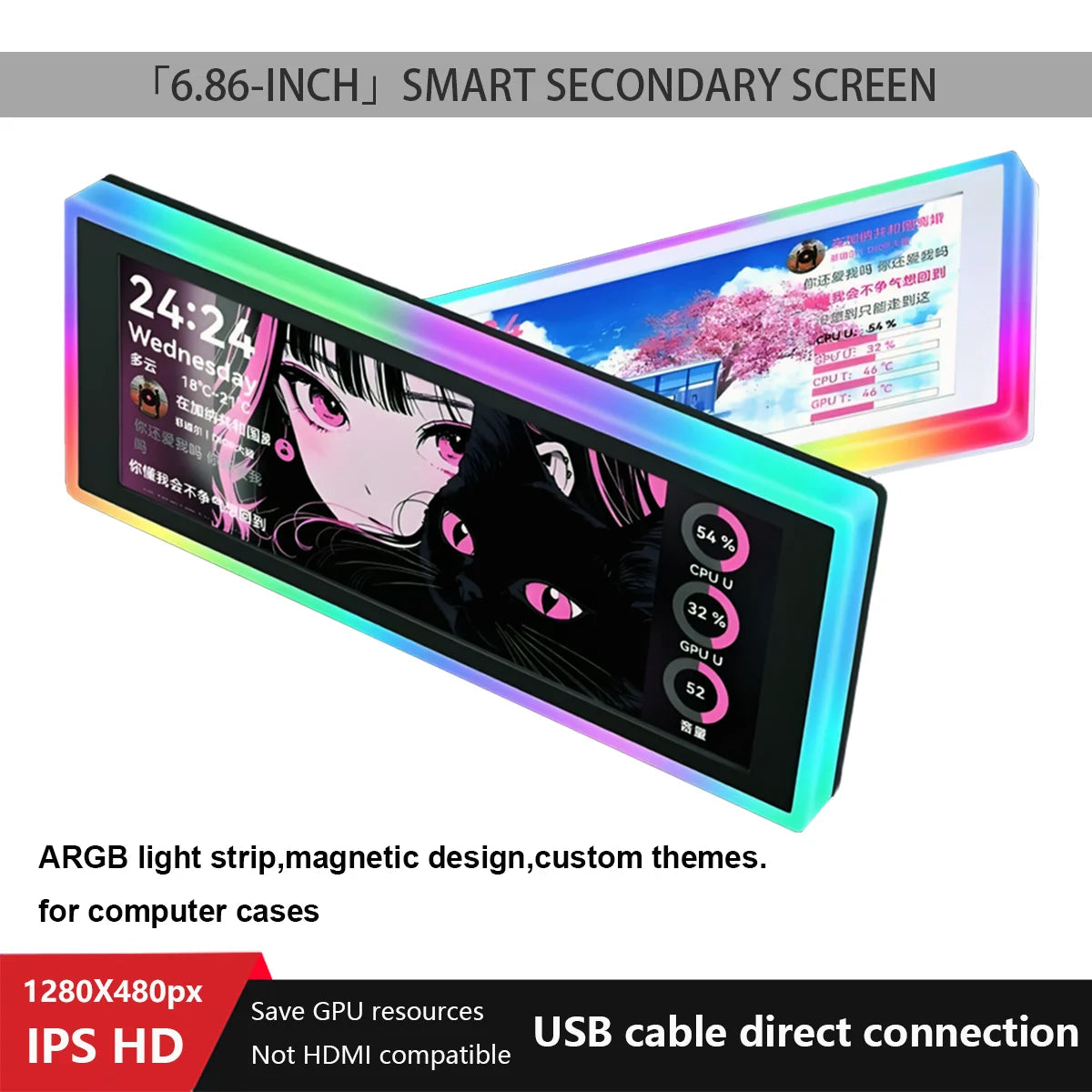 6.86-Inch Customizable Secondary Display