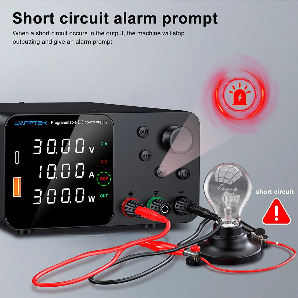 Adjustable Laboratory DC Power Supply with Short Circuit Alarm