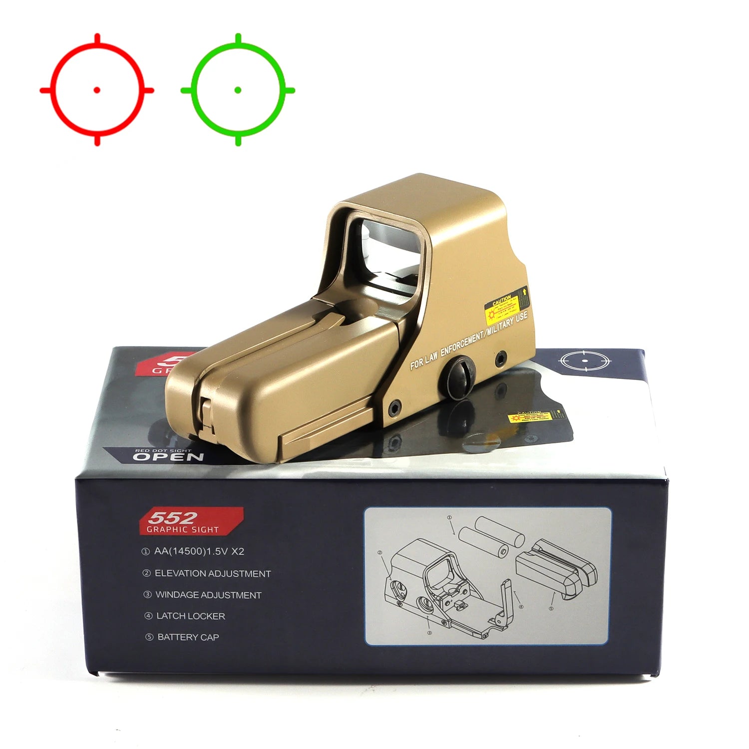 20mm Ray Tüfekler için Kırmızı Yeşil Noktalı Holografik Nişangah