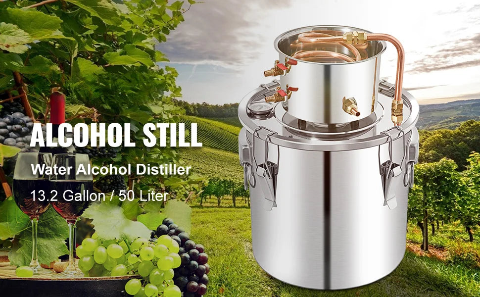 50L Alcohol Distiller Kit with Water Pump & Copper Coil