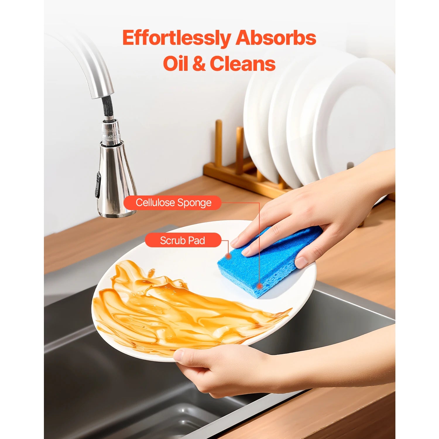 12pcs Natural Kitchen Sponges with Honeycomb Absorption Design