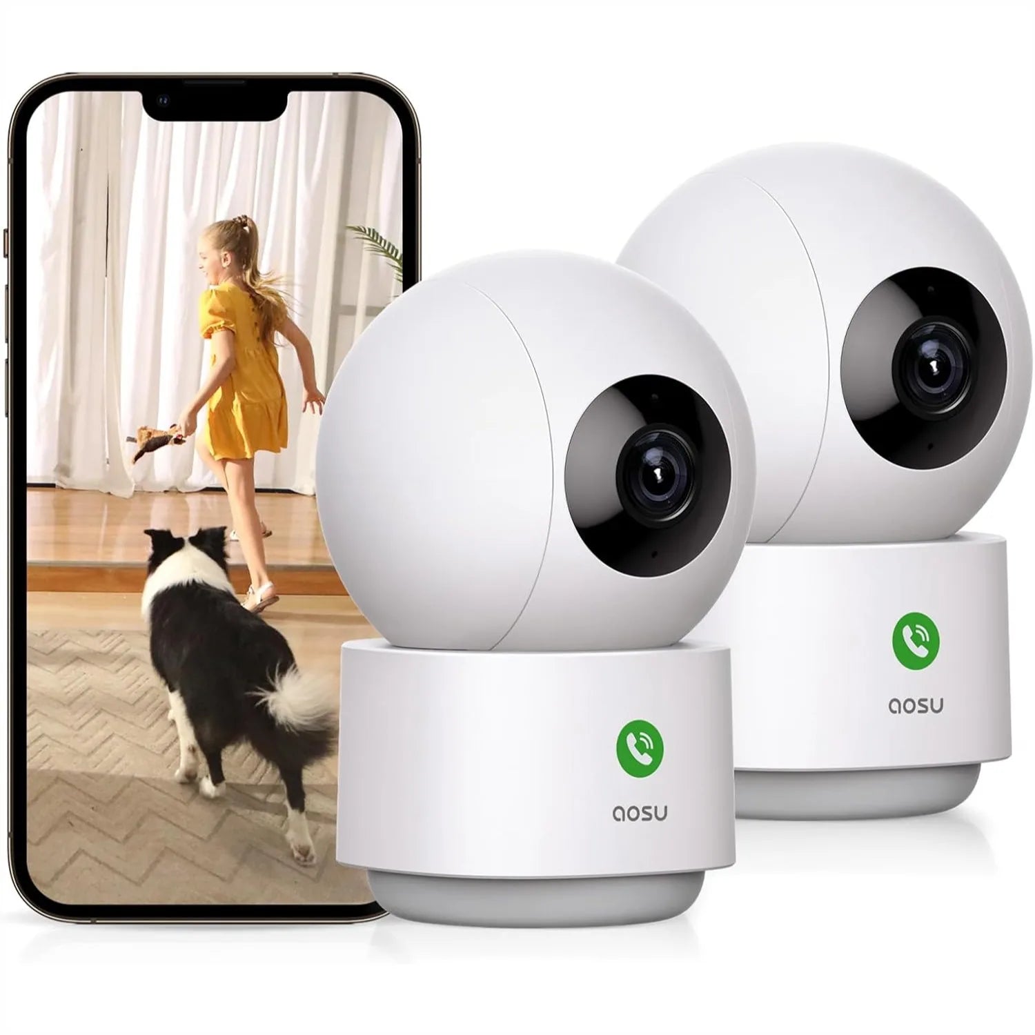 Telecamera di Sicurezza Indoor 2K Vista a 360° Tracciamento Movimento Alexa Confezione da 2