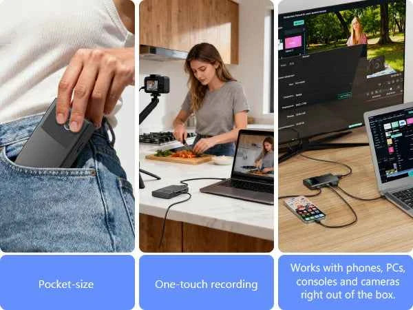 Portable Video Recorder Capture Box HDMI DisplayPort to MicroSD
