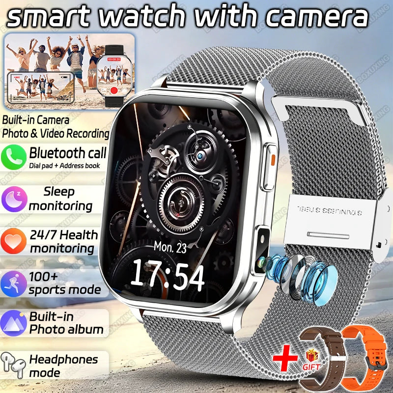2026 Νew Smart Watch With Camera Men Women Photos Record Video Health Sports Fitness IP68 Waterproof Call Recording Smartwatches