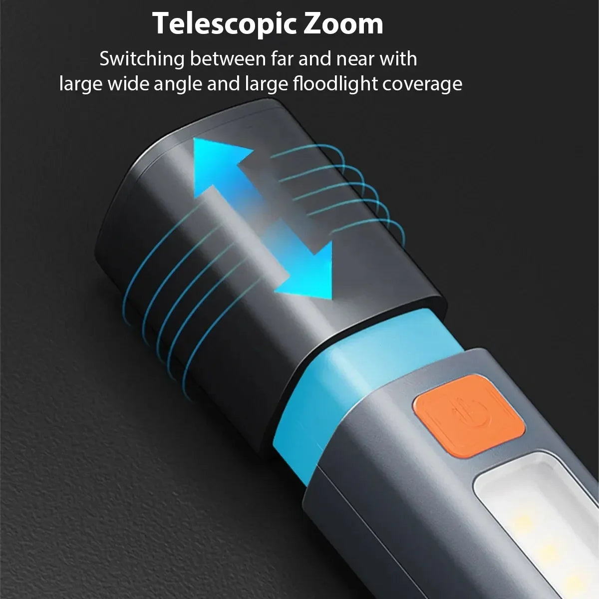 0307 Rechargeable Zoom Torch with COB Side Lamp, 1 or 2 Pack