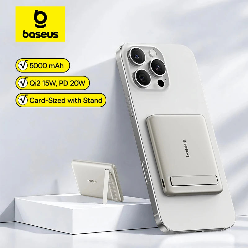 Baseus Qi2 Magnetic Power Bank with Kickstand 5000mAh