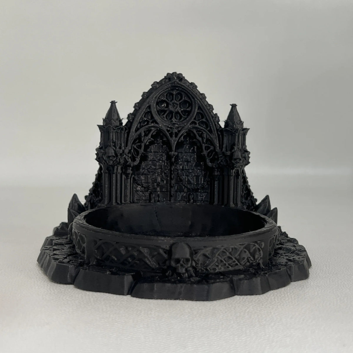 3D Printed Gothic Castle Jewellery Tray in Black or Grey