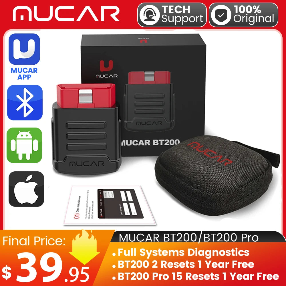 MUCAR BT200/BT200 Pro OBD2 Diagnostic Scanner for All Cars