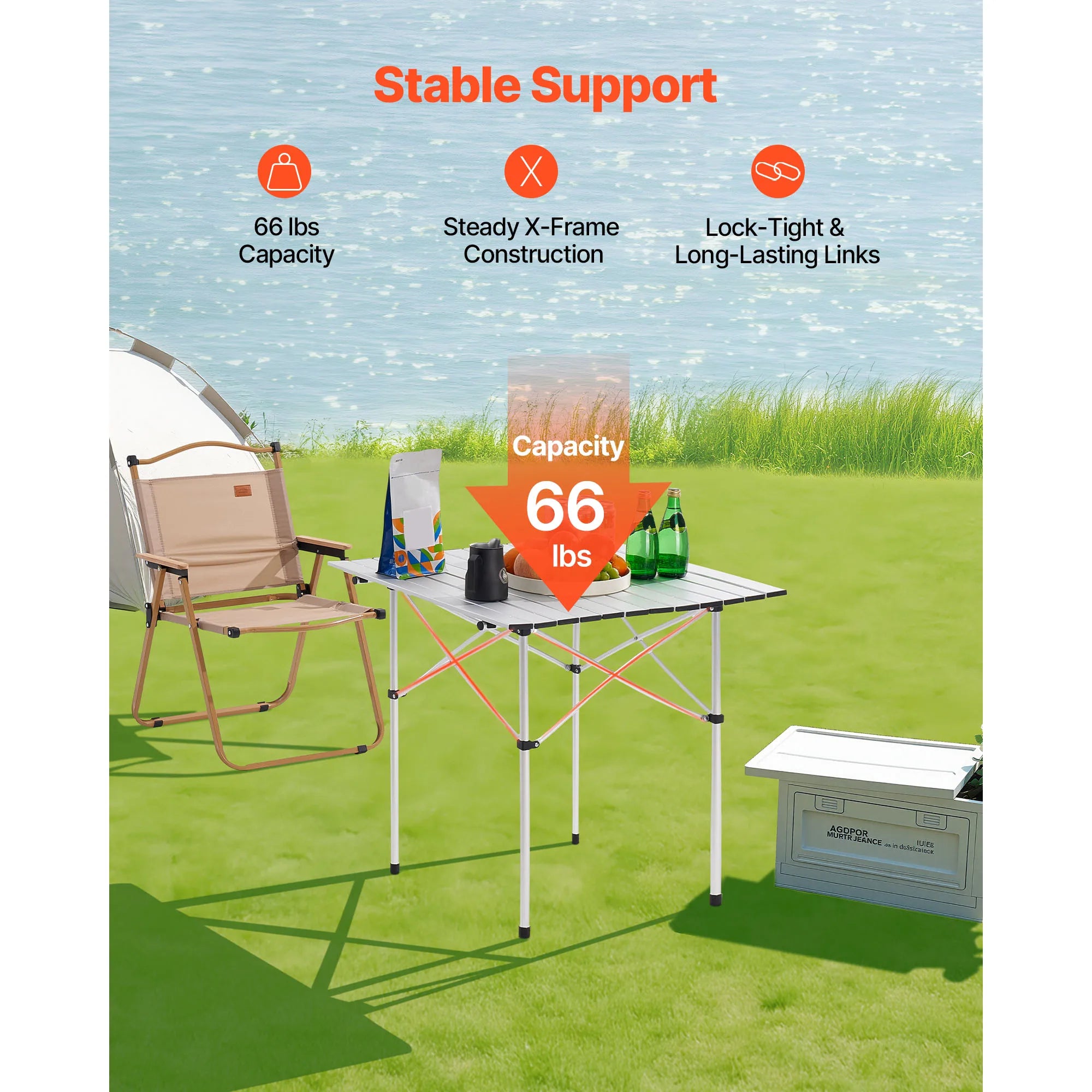 SucceBuy 28/36in Folding Camping Table Portable Roll Up Side Tables Lightweight Aluminum Beach Table for Outdoor Picnic Cooking