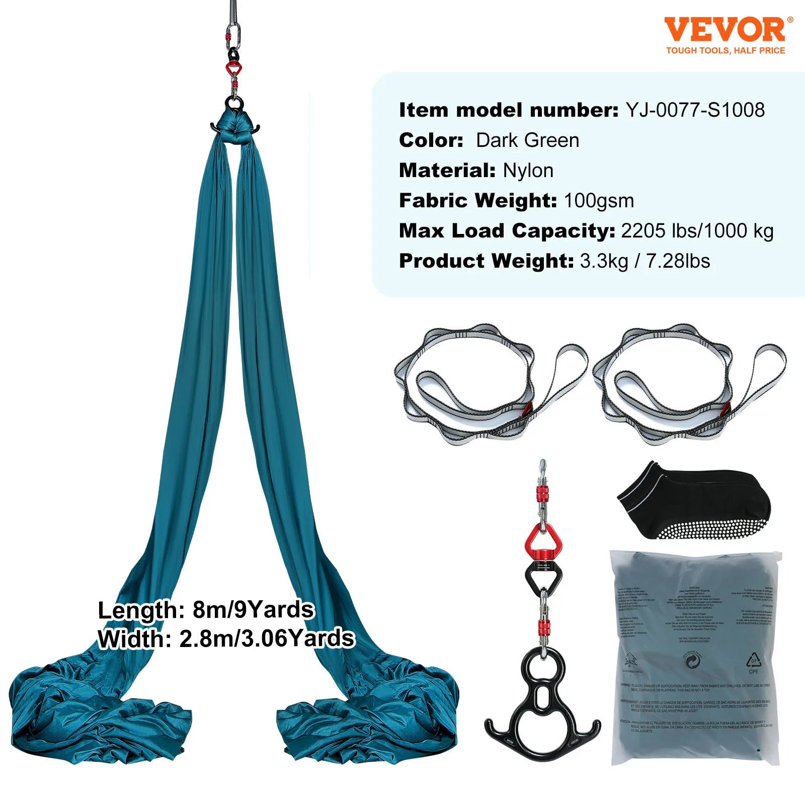 Kit Amaca da Yoga Aereo – Set in Nylon Seta da 8,7 a 11 Yard