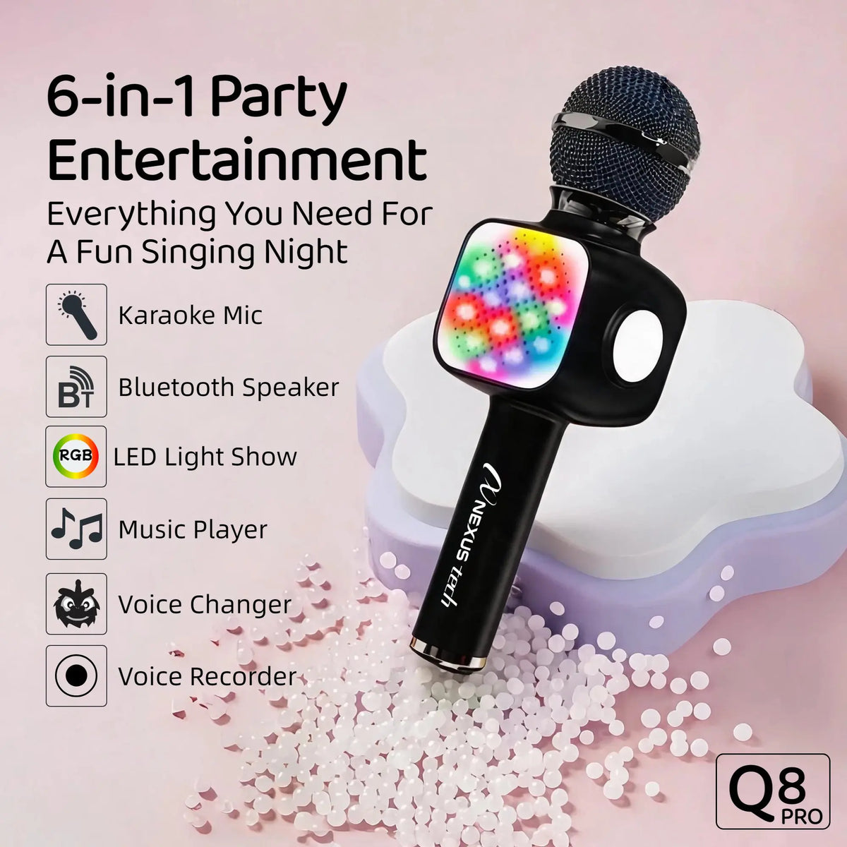 6-in-1 Karaoke Microphone with Bluetooth Speaker