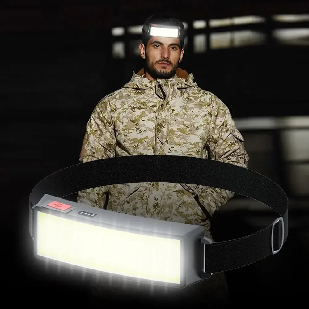 COB LED Headlamp 3 Mode USB Rechargeable