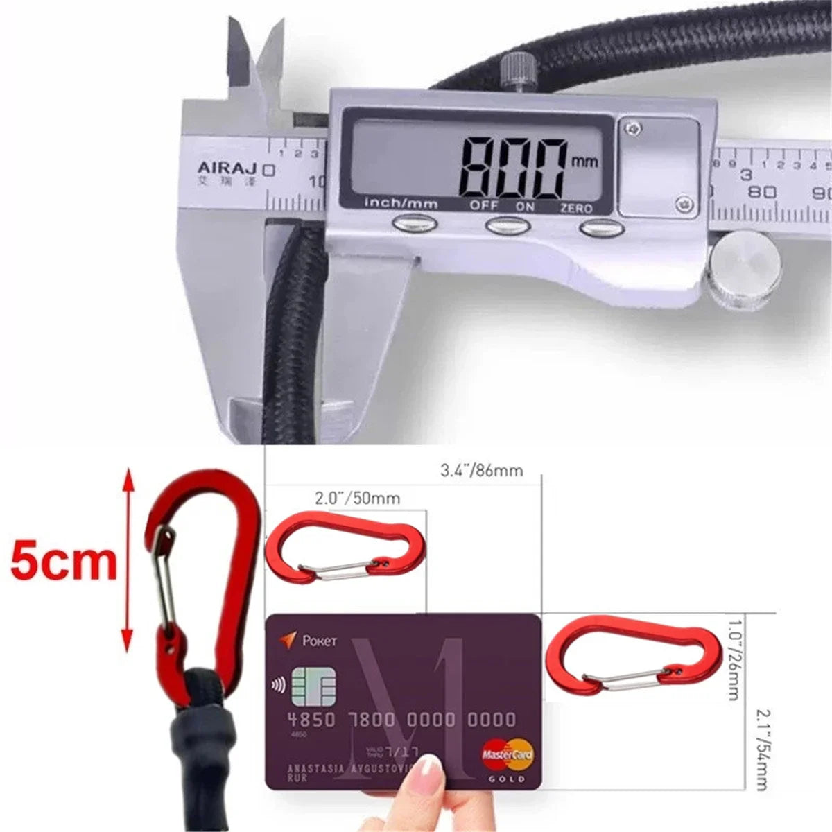 Heavy Duty Bungee Cord Elastic Tie Strap with Carabiner Hooks