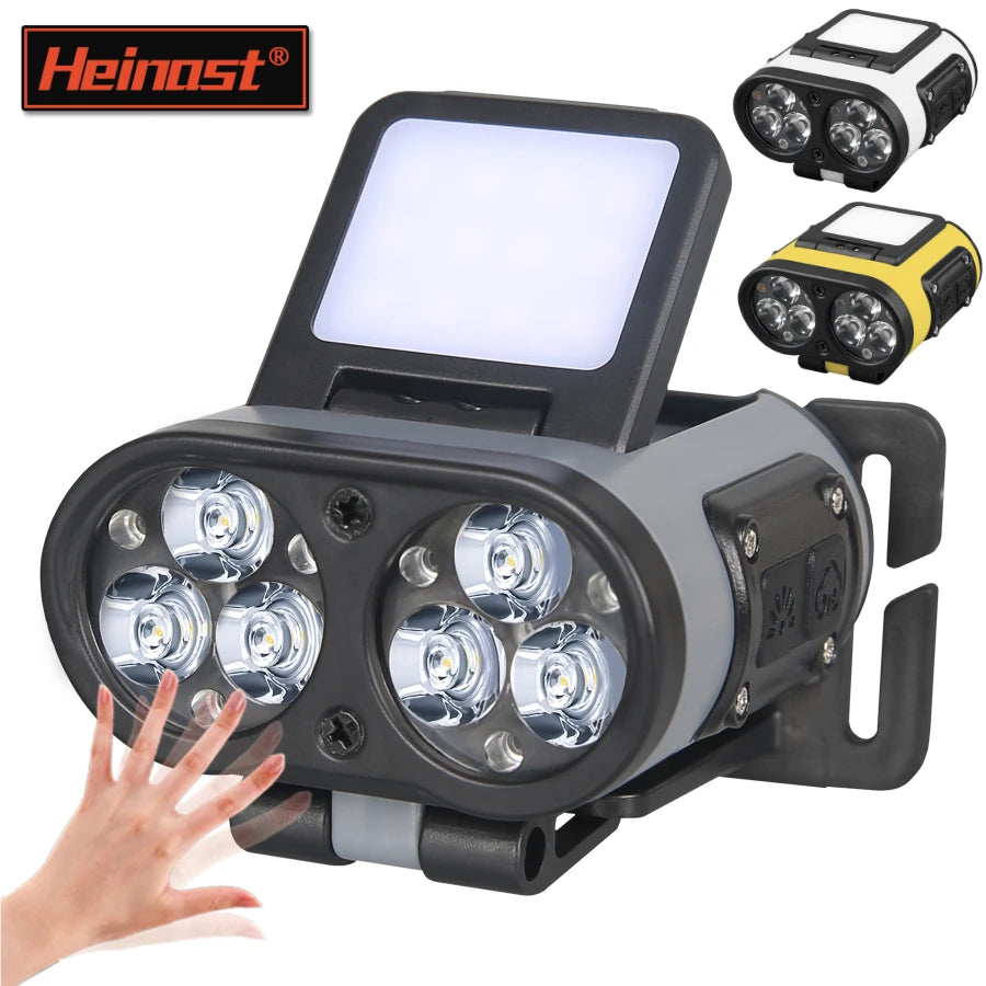 LED Headlamp Smart Sensor Cap Clip Light TPYE-C Rechargeable Flashlight With Power Display Riding Fishing Camping Outdoor Torch