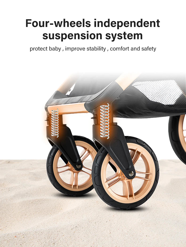 3 in 1 Luxury Baby Stroller High-Landscape Travel Pram