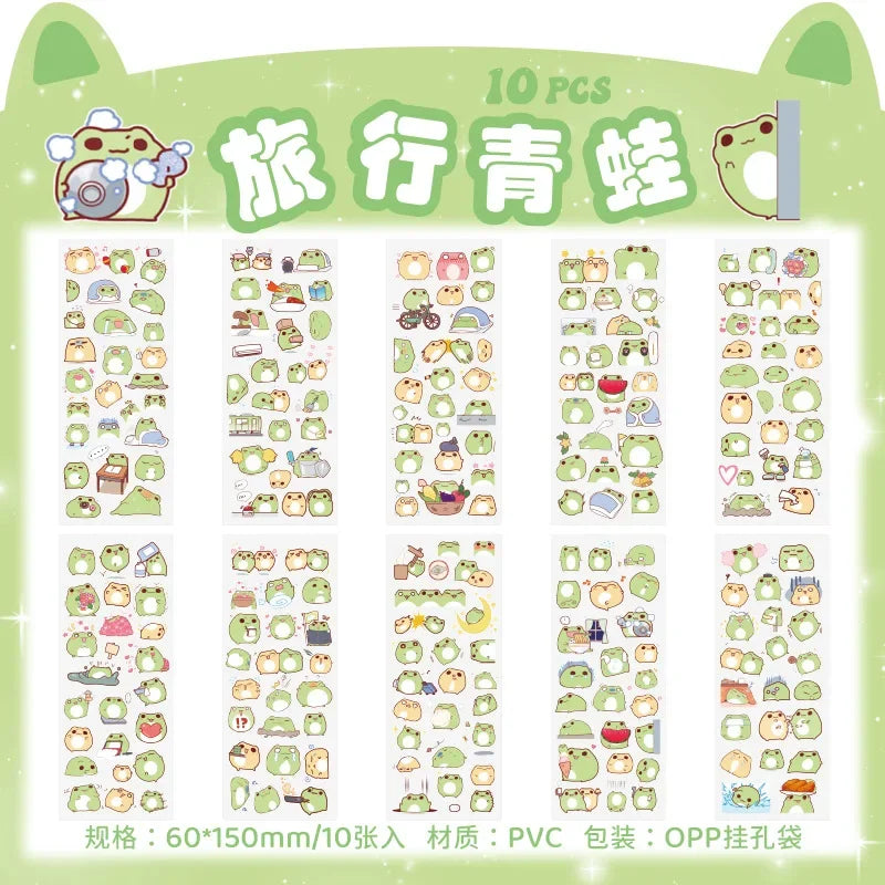 Cartoon Decorative Sticker Sheets – 10-Piece Pack