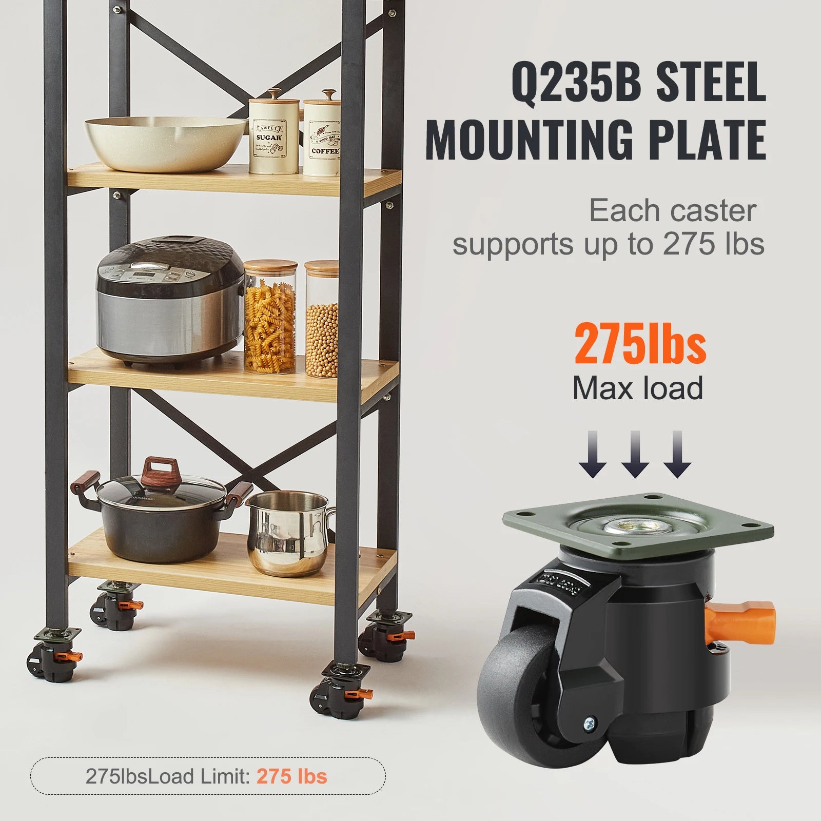 Adjustable Leveling Casters Set of 4 Heavy Duty Swivel Wheels