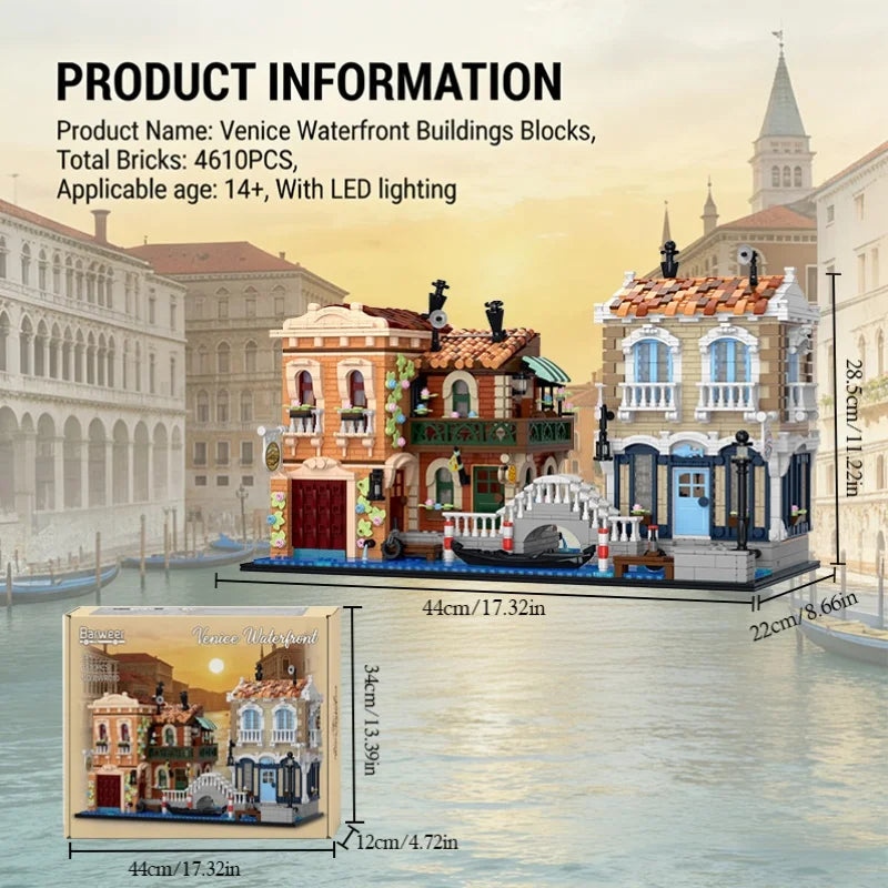 Venice Waterfront LED Brick Model Kit, 4610 Pieces