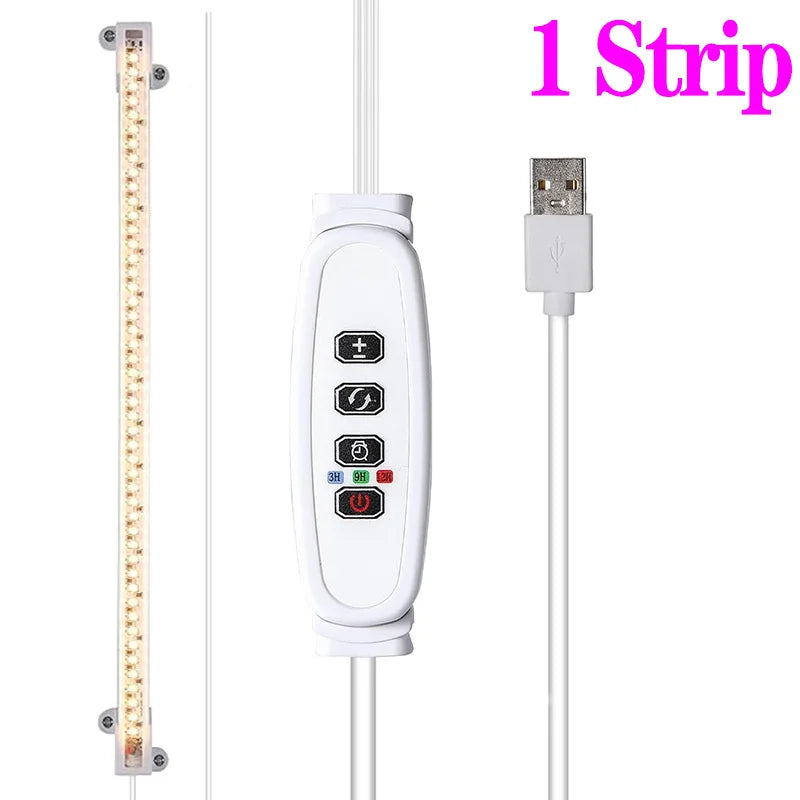 Fitas de luz USB para plantas com temporizador, 1–4 fitas