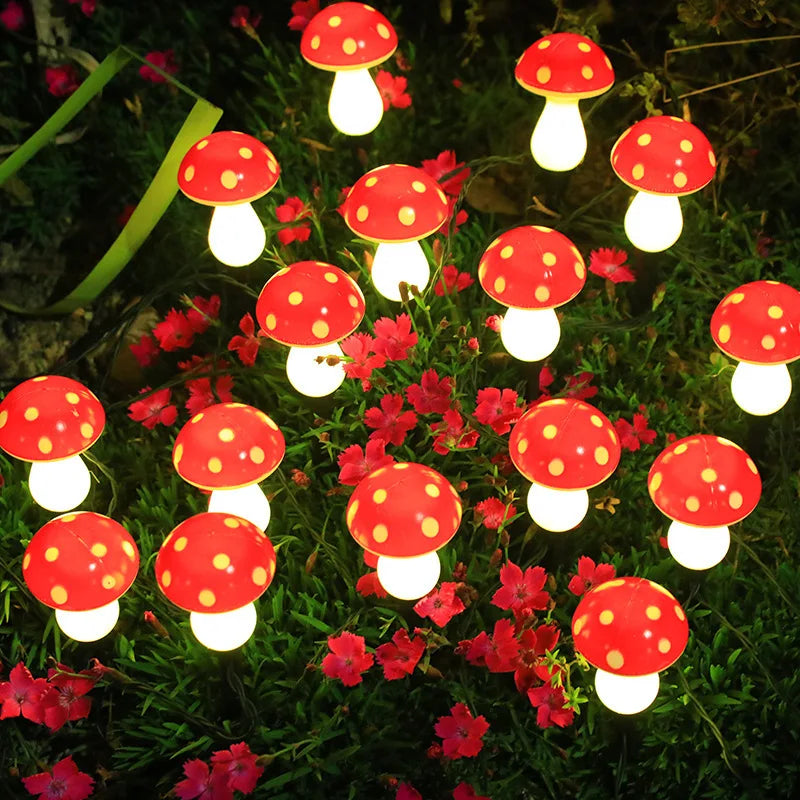 Luces solares de jardín con forma de seta, 8, 12 o 20 LED