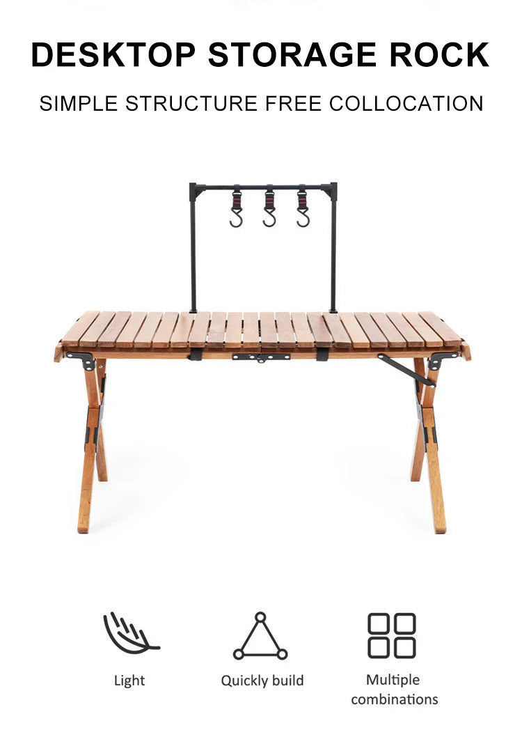 Camping Desktop Storage Rack with Hook, Aluminum Hanging Stand
