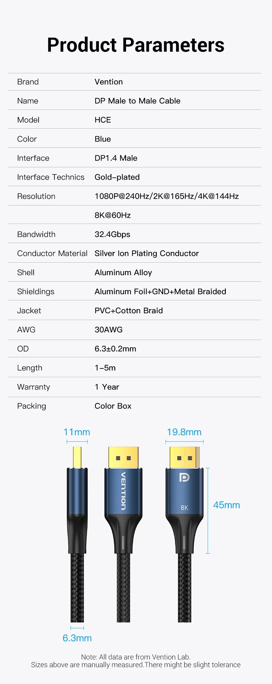 DisplayPort Cable - DP 1.2 and 1.4 Options