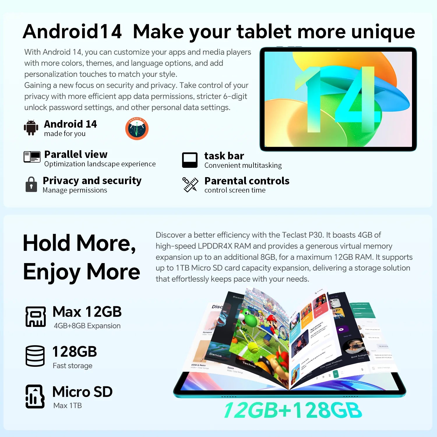 Teclast P30 Tablet Android 14 con Display IPS da 10,1"