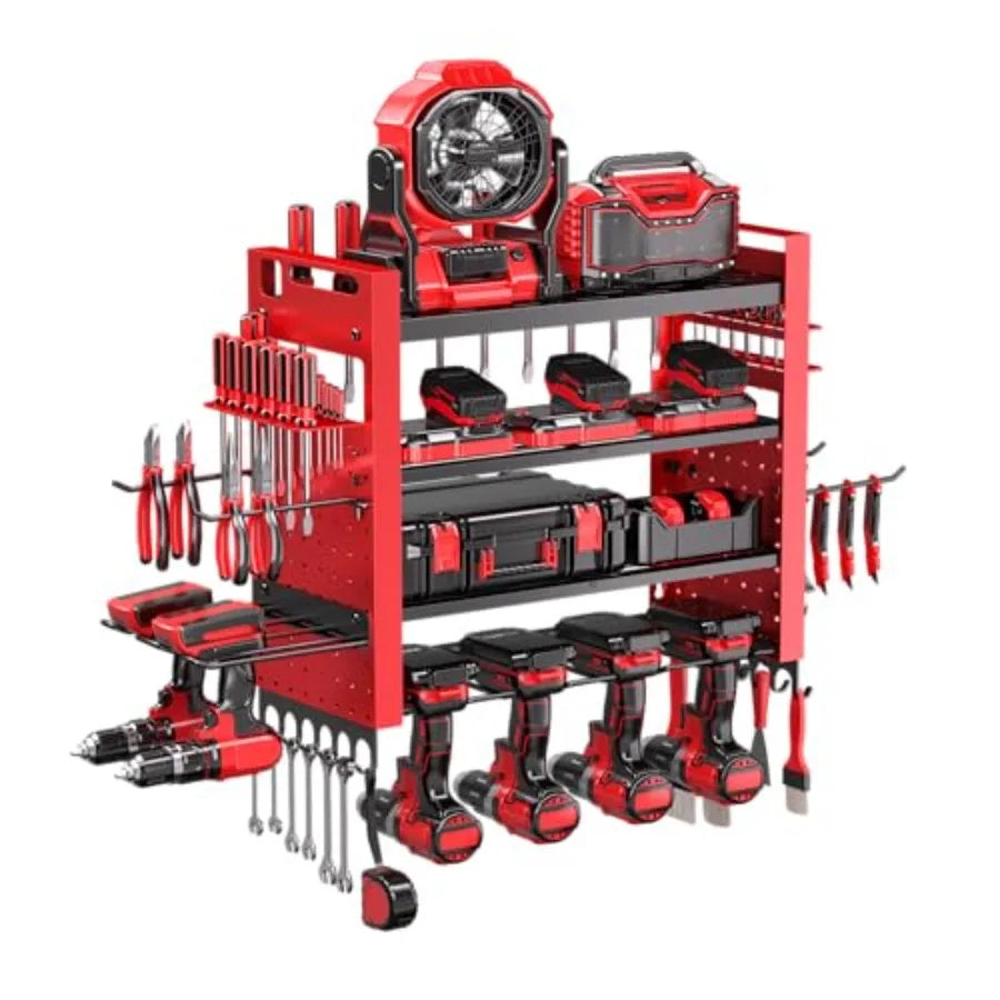49.8" Wall Mount Power Tool Organizer with 14 Drill Holders