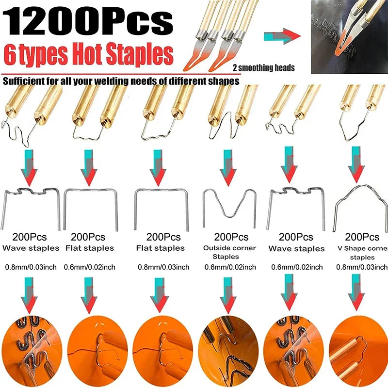 Upgraded 2 in 1 Plastic Welding Kit Hot Stapler Soldering Gun 6/4 Types Staples for Car Bumper Repair 200W Welder Machine Repair