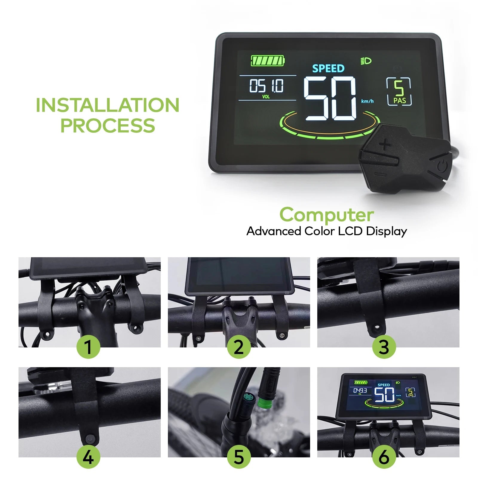 H6C Bicycle Computer Large Screen Led Cycling Computer Odometer Accurate Waterproof Bicycle Speedometer E Bike Accessories