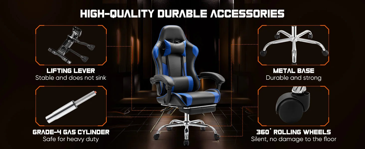 Ergonomic Racing Gaming Chair with Lumbar Support and Flip-Up Arms