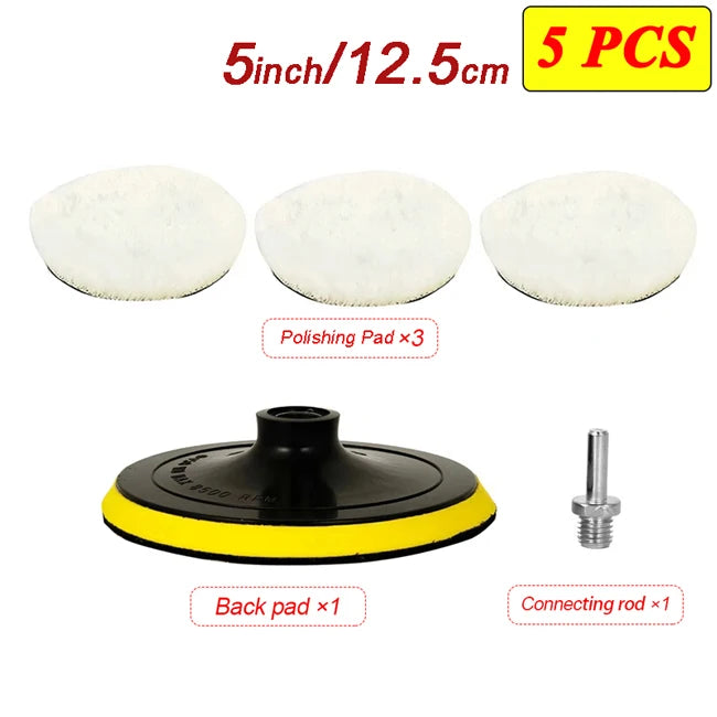 5/8Pcs 7/6/5 Inch Polishing Kit Polishing Pad Car Waxing Sponge Disk Wool Wheel for Auto Body Beauty Polisher Washing Car Gadget