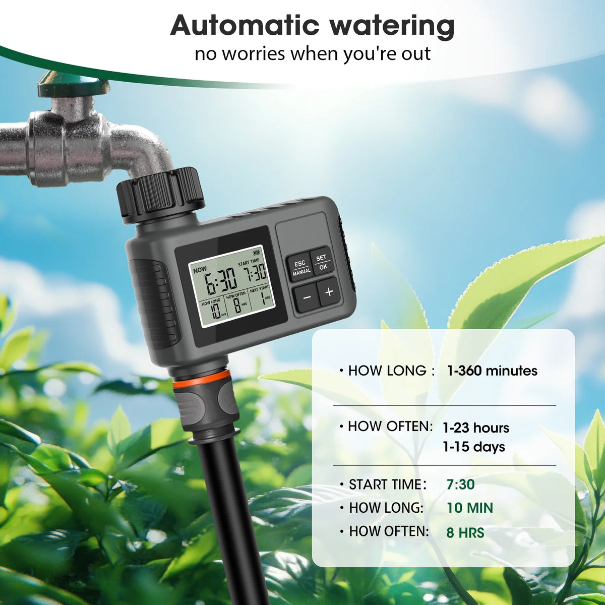 SGW05 Single-Outlet Garden Water Timer with LCD