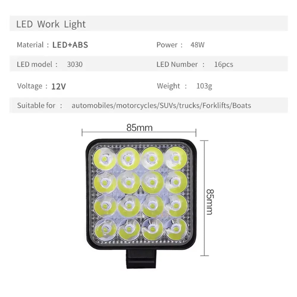 1 UNID Barra de Luz LED 12V Mini Luz de Trabalho LED Holofote Off Road para Jeep Caminhão 4X4 Carro SUV ATV Faróis LED Barra
