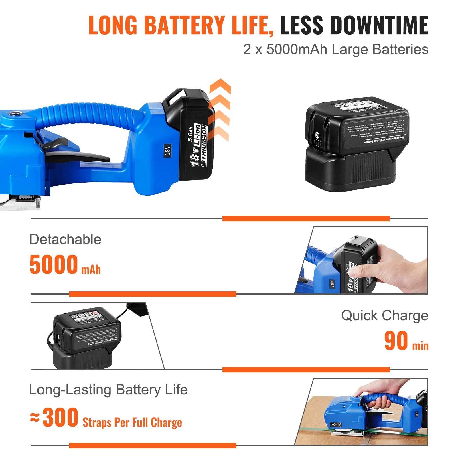 SucceBuy Automatic Electric Strapping Machine Portable Powered Banding Tool for 0.35"-0.63" PP PET Straps Packaging Box Pallet