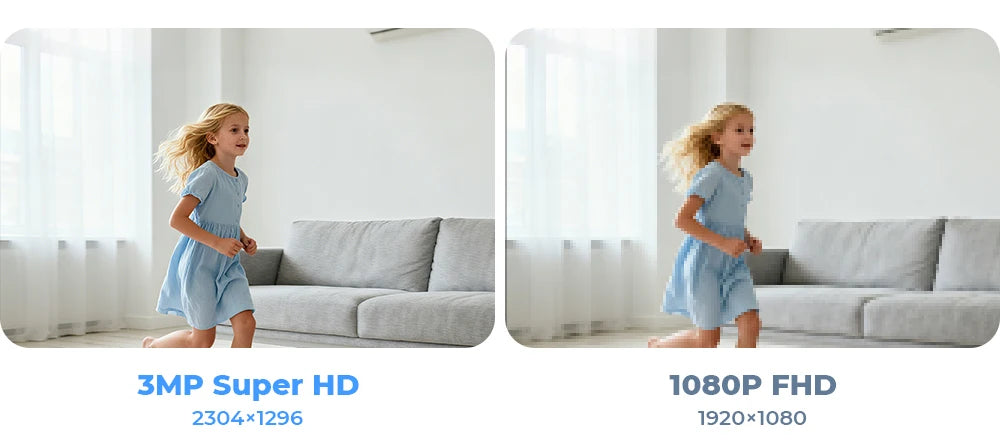 H.VIEW 3MP WiFi Indoor Security Camera with AI Detection