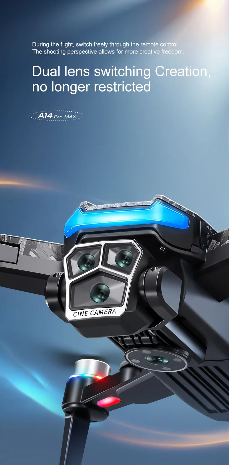 For Genuine A14 Pro Max GPS Brushless 8K Three Camera Obstacle Avoidance Foldable Quadcopter RC with screen Distance Drone Toys