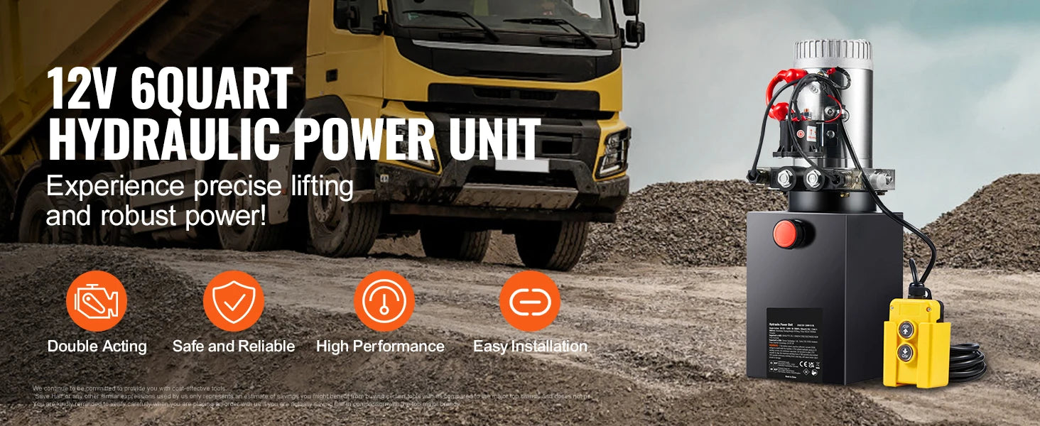 SucceBuy hydraulinen pumppu 4-20 kvartin dump-perävaunun pumppu, kaksoisvoittonen dump-perävaunun pumppu, DC 12V hydrauliikkayksikkö autonostoon