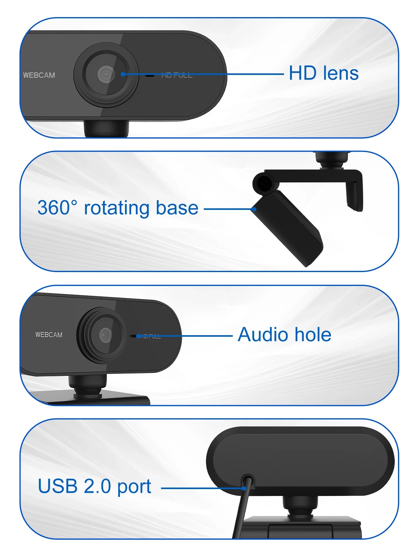 1080P USB Webcam with Autofocus for Calls and Live Streaming