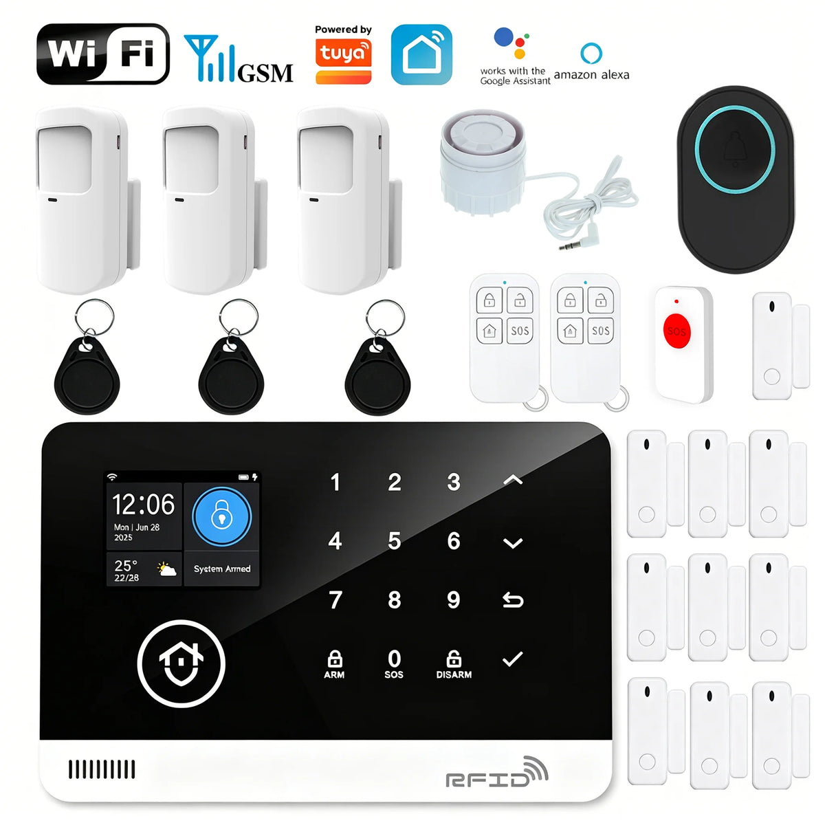 Tugard Okos Otthon Biztonsági Rendszer Készlet WiFi GSM vezeték nélküli 120dB sziréna mozgásérzékelő Tuya alkalmazás távvezérlés