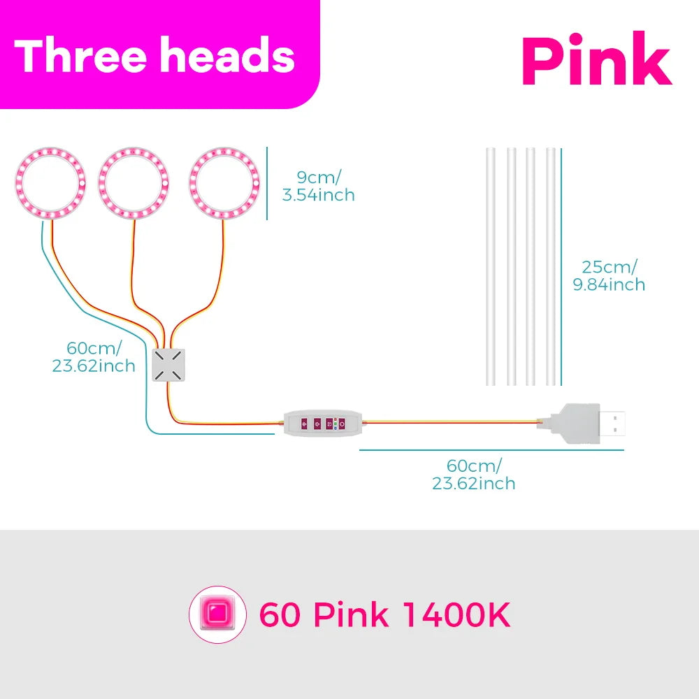 USB Plant Grow Light, One to Four Heads